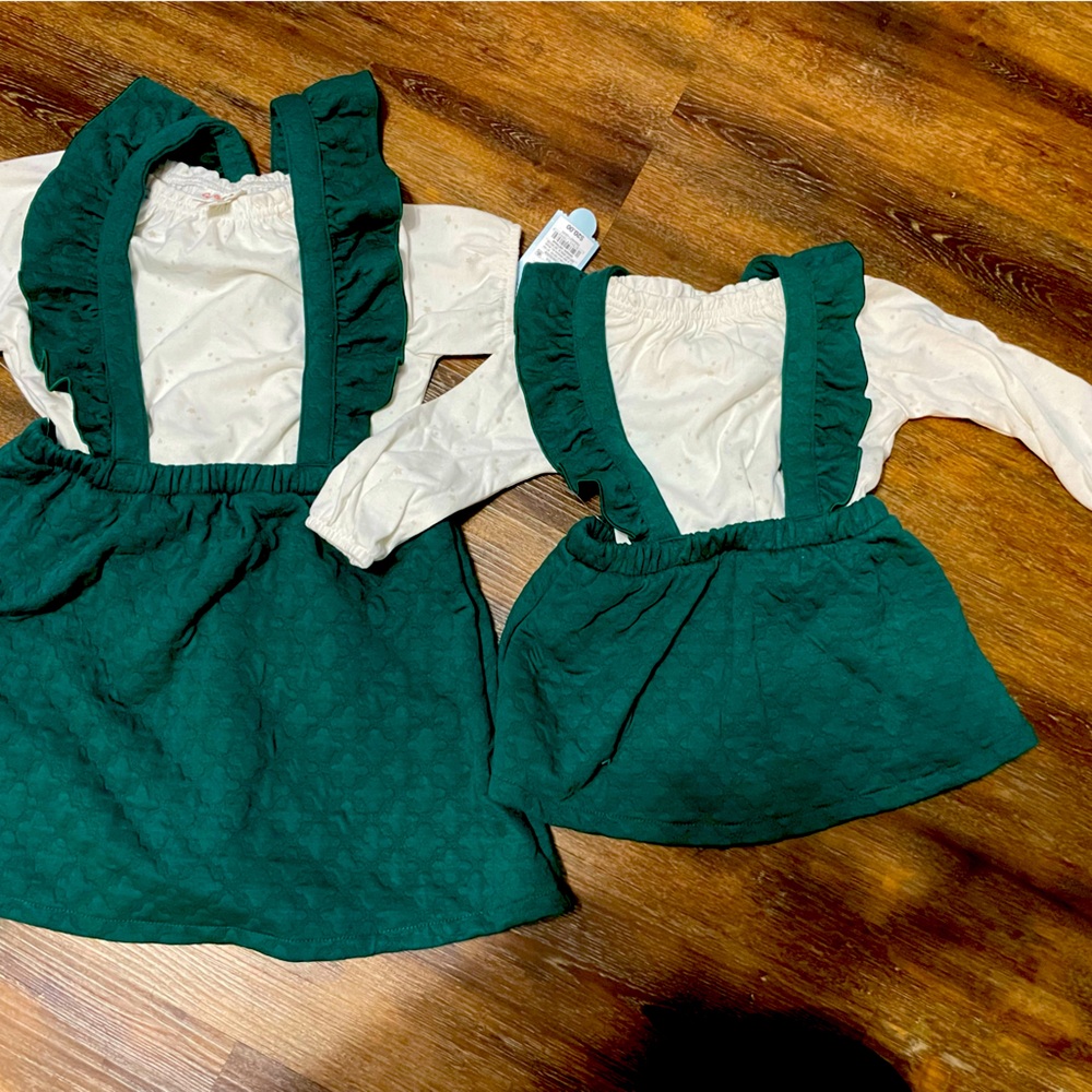 Winter Green Romper with Cream shirt